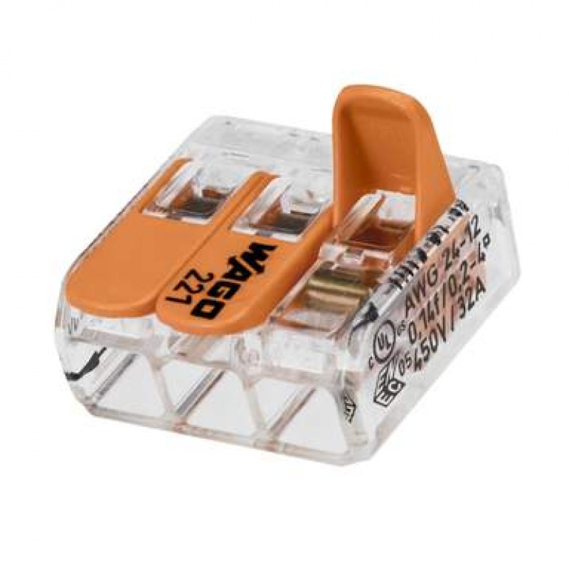 Wago 221 Compact Series Splicing Connector 4mm 3 Lever Box