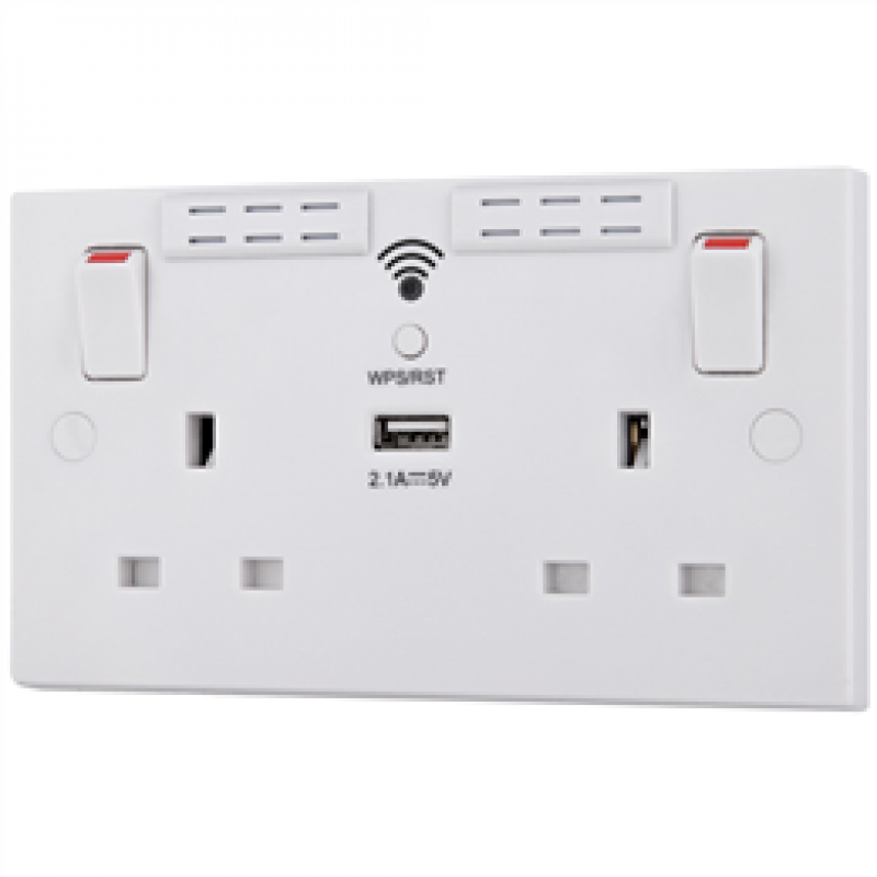 BG 900 Series 2 Gang Socket + USB and WIFI Extender