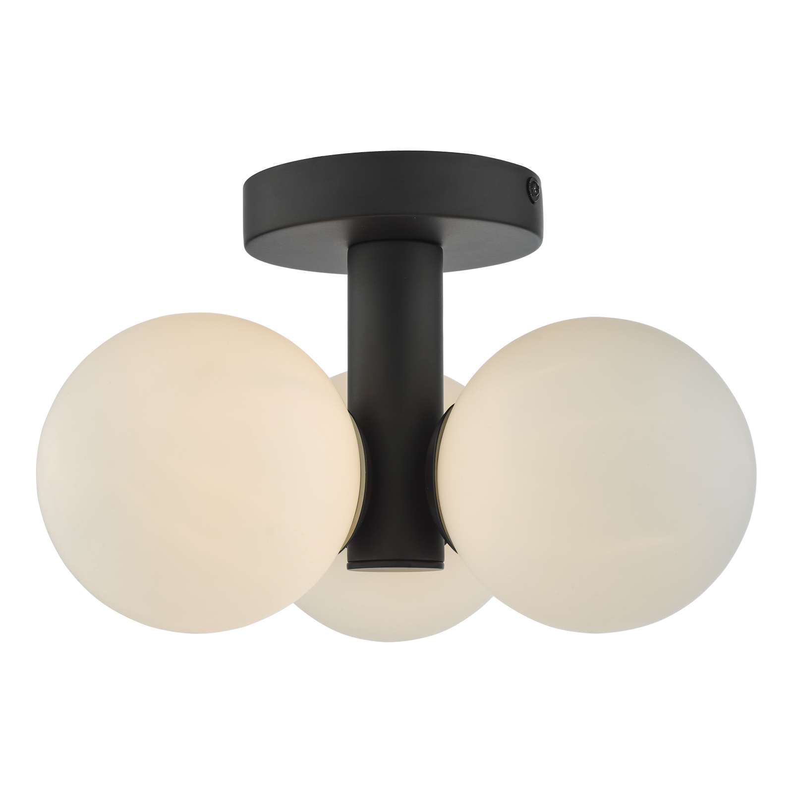 DAR Blake 3 Light Semi Flush Matt Black Opal Glass IP44