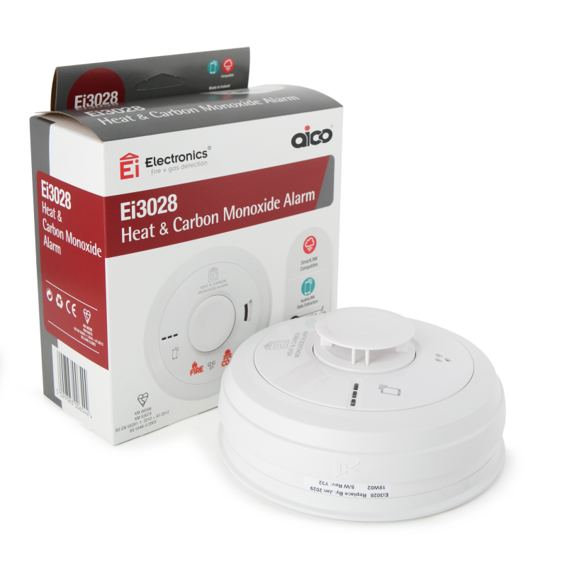 Aico Multi-Sensor Heat & CO Alarm. 230V with 10 Year Rechargeable Lithium Back-up. AudioLINK. SmartLINK upgradeable