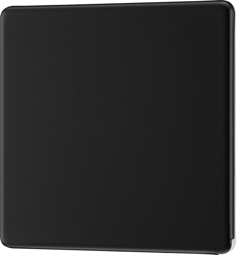 BG Screwless Flatplate Matt Black, Single Blank Plate