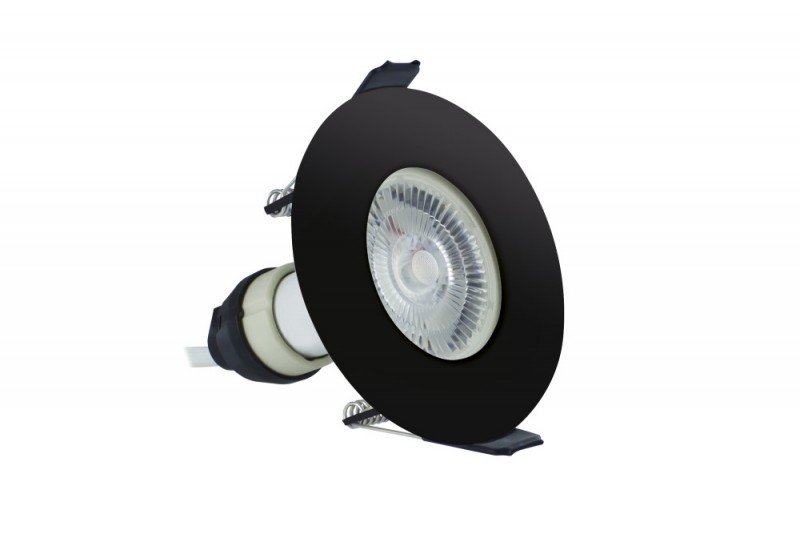 Integral LED Evofire Fire Rated Downlight 70mm Cutout IP65 Black Round +GU10 Holder