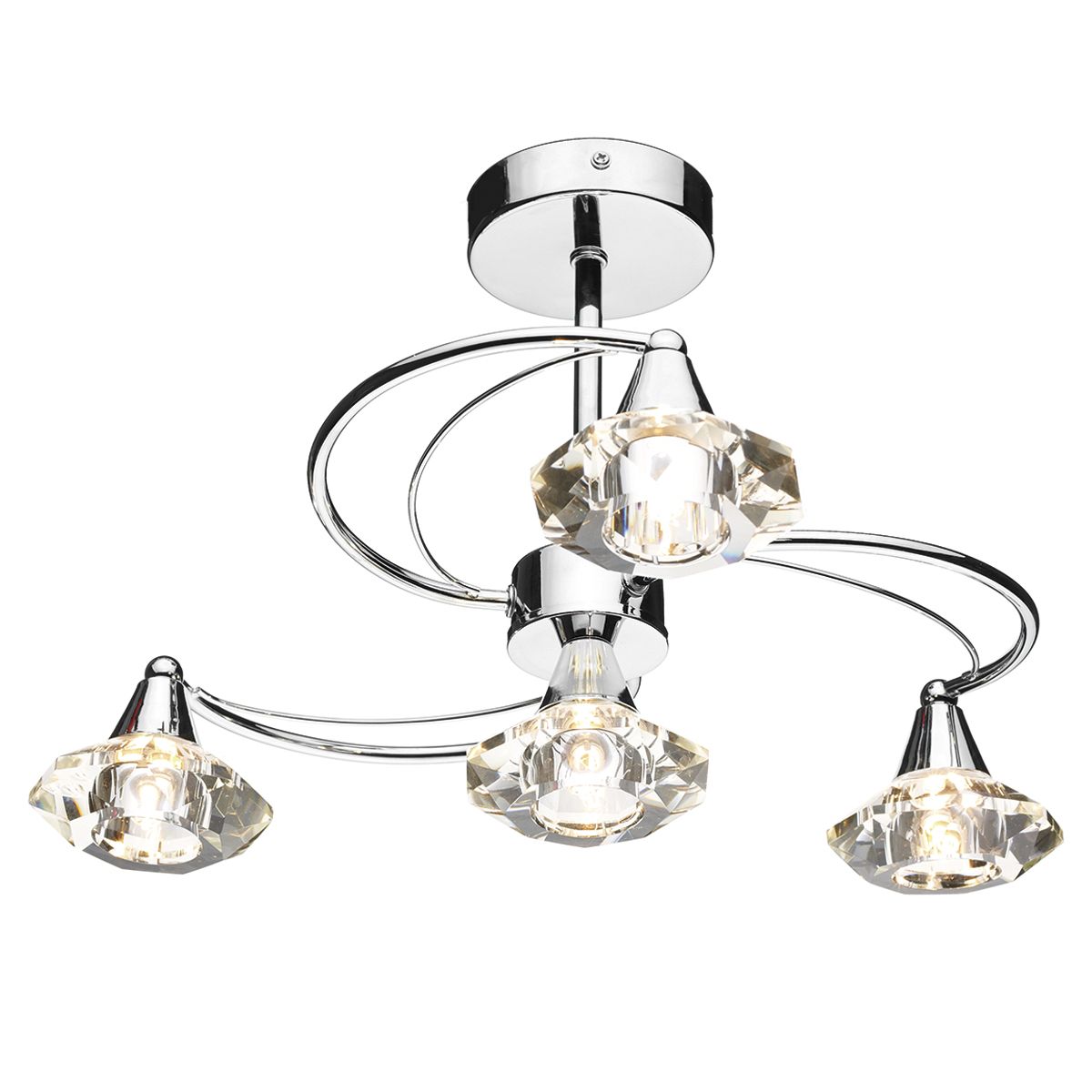 DAR Luther 4 Light Semi Flush Polished Chrome Crystal