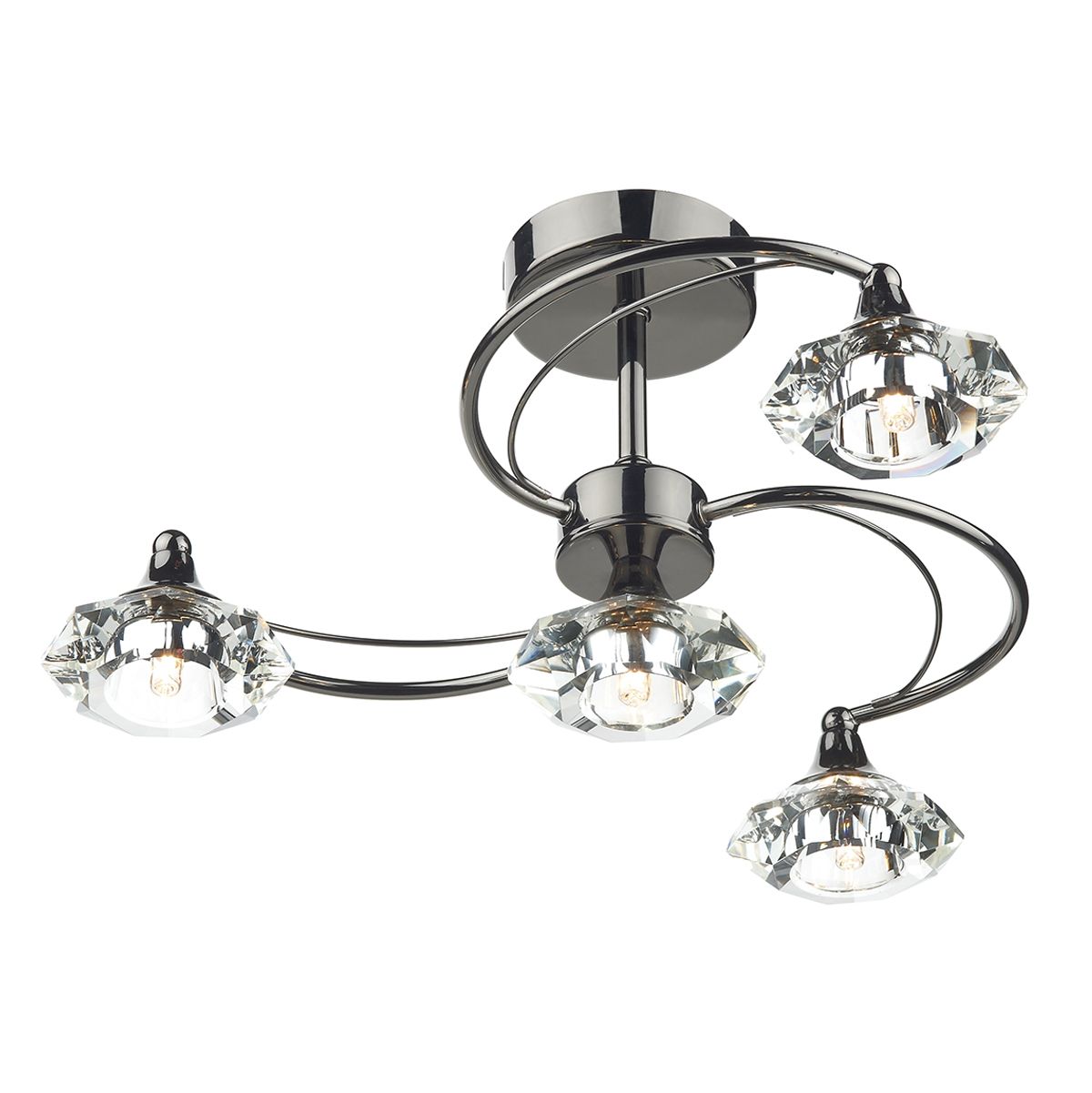 DAR Luther 4 Light Semi Flush Black Chrome Crystal