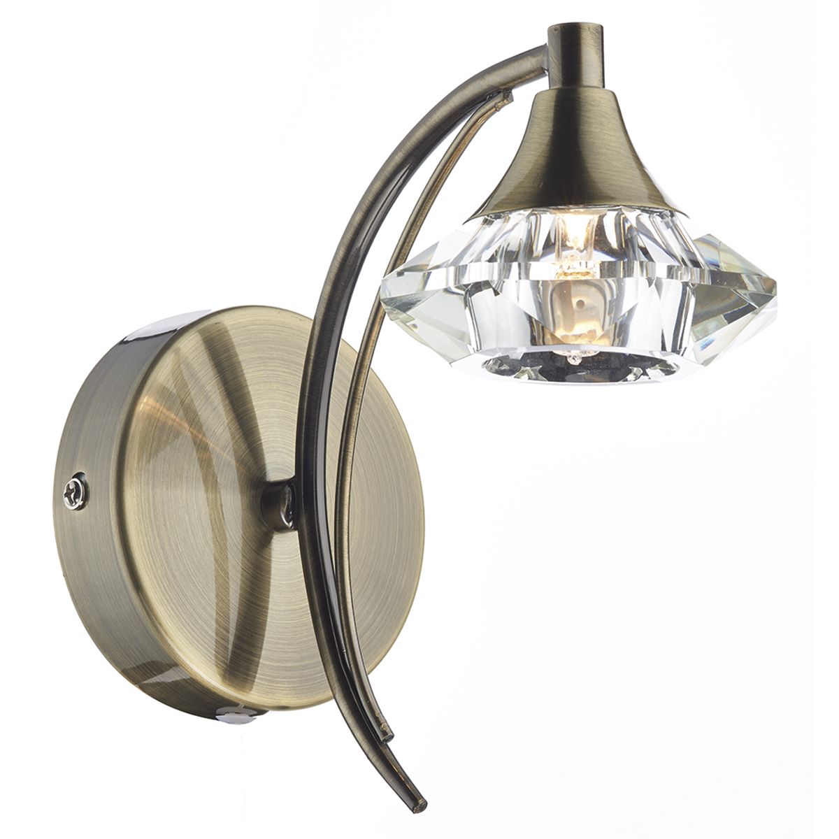 DAR Luther Wall Light Antique Brass Crystal