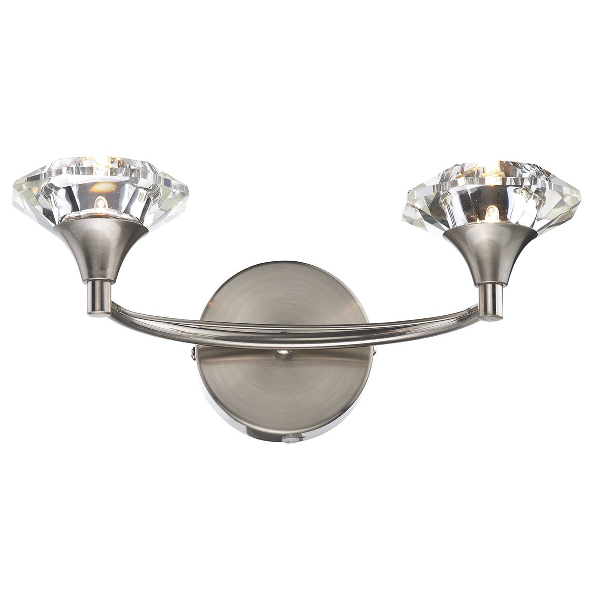 DAR Luther 2 Light Wall Light Satin Chrome Crystal