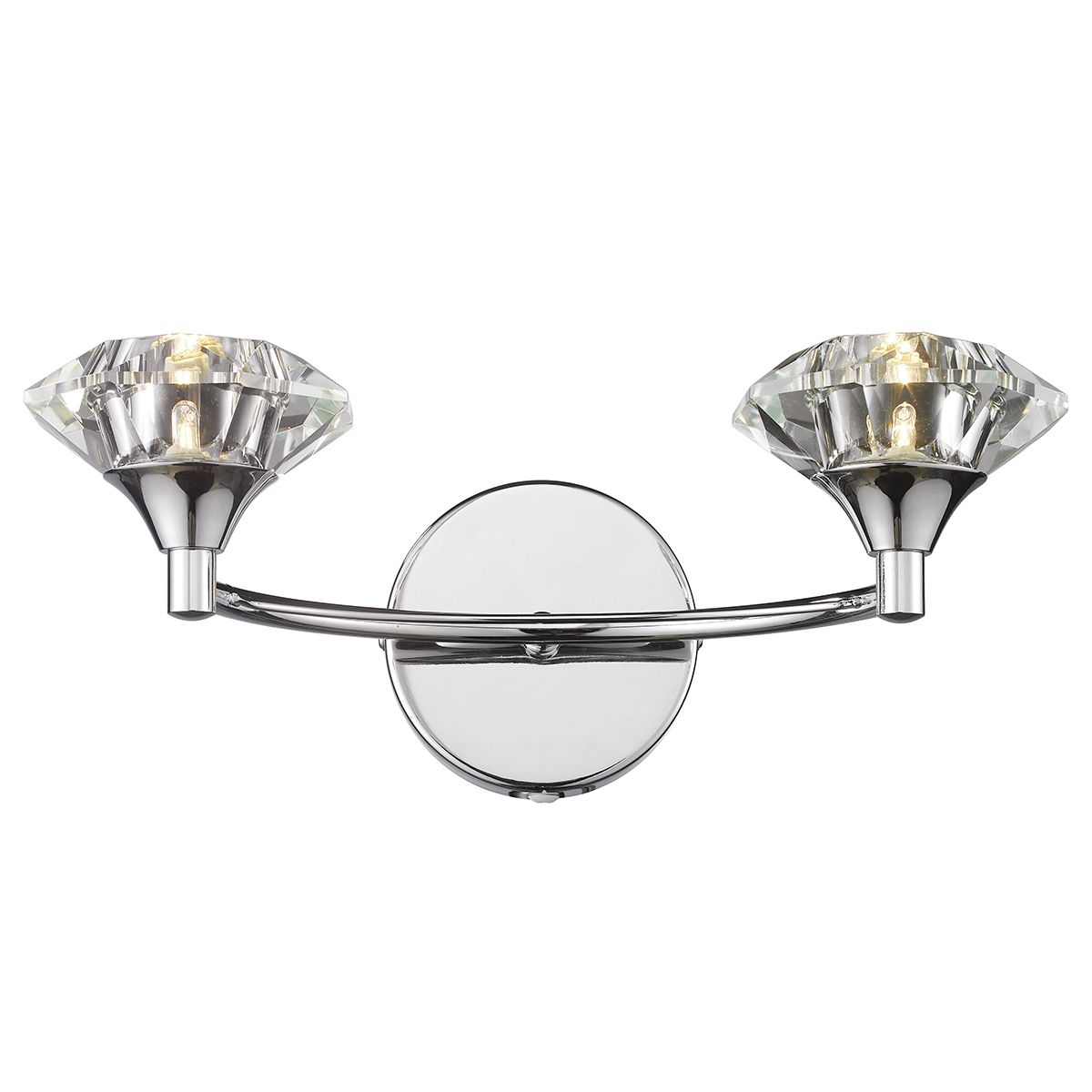 DAR Luther 2 Light Wall Light Polished Chrome Crystal