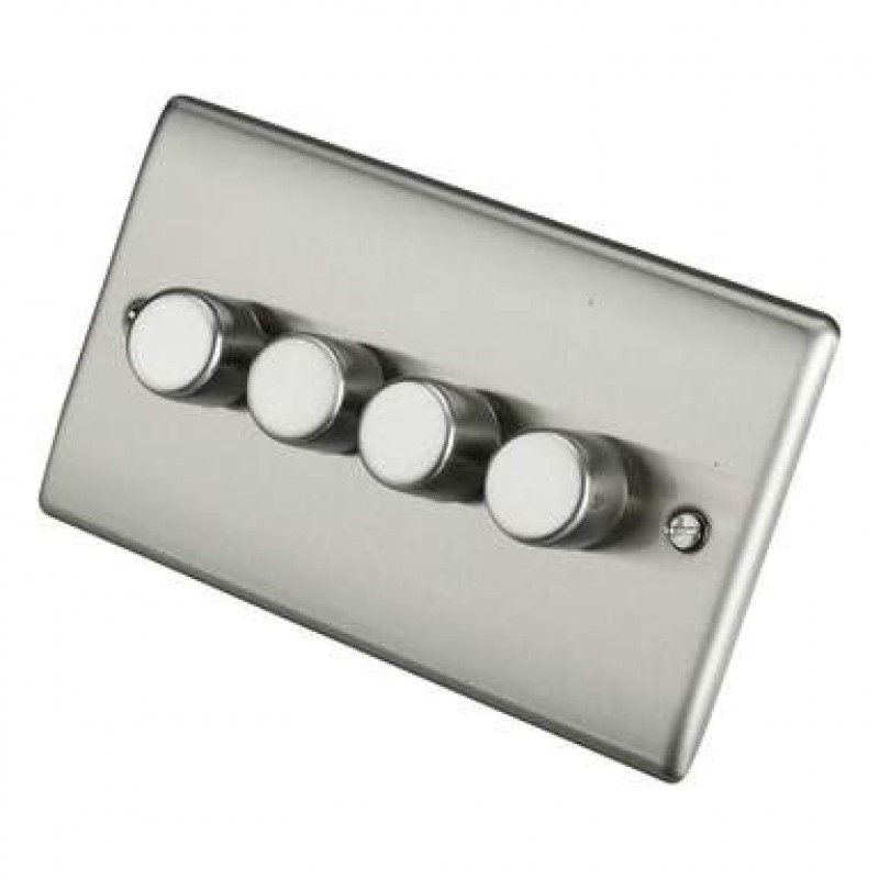 BG Nexus Brushed Steel 4 Gang LED Dimmer