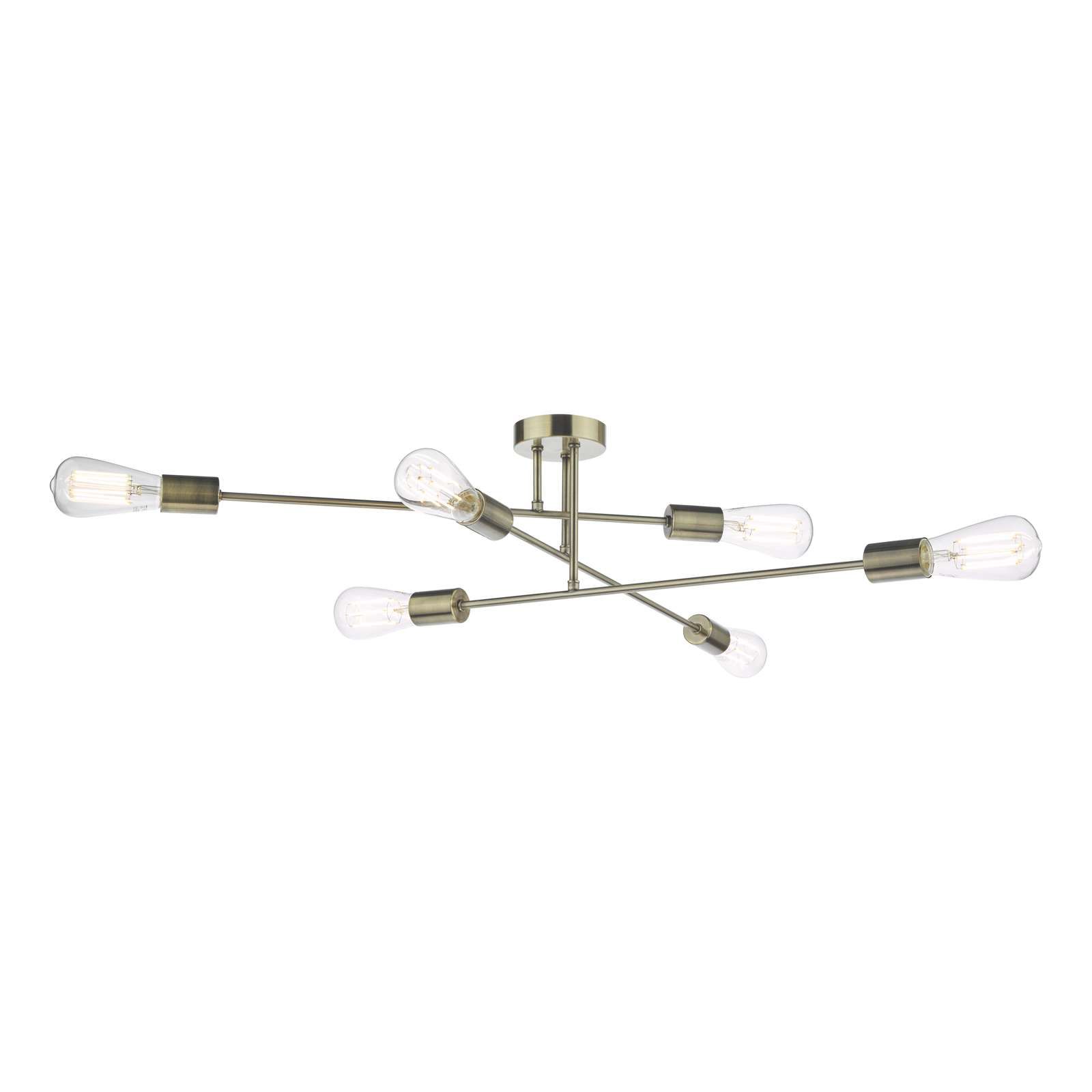 DAR Neve 6 Light Flush Antique Brass