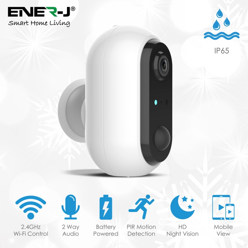 Ener-J Smart Wireless 1080P Battery Camera With 2 Pcs 18650 Battery, ENERJSMART APP