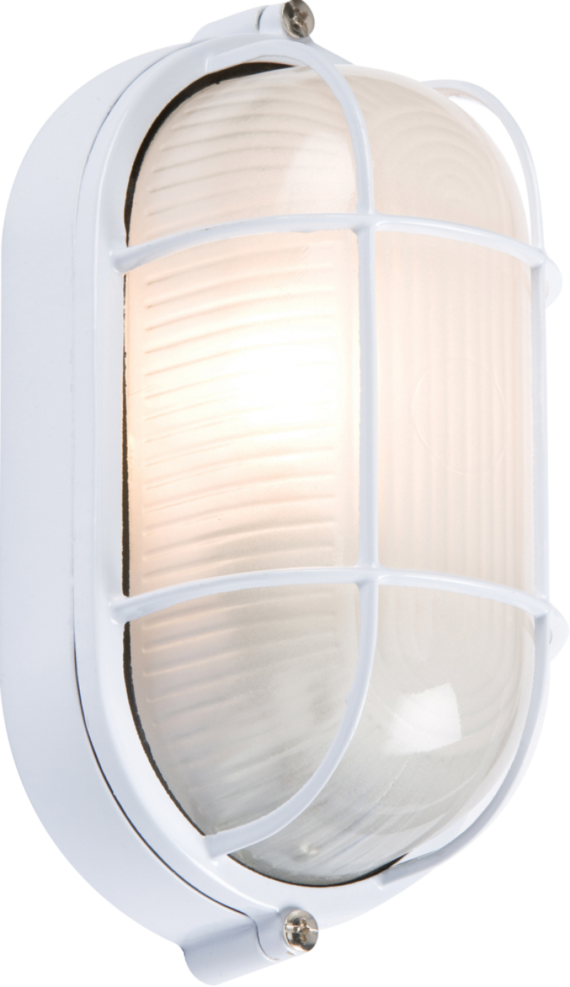 IP54 White Bulkhead with Wire Guard and Glass Diffuser