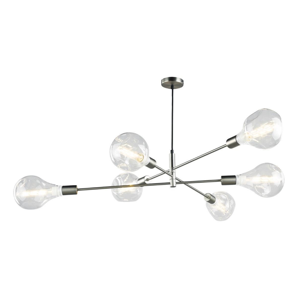 DAR Alana 6 Light Pendant Satin Chrome