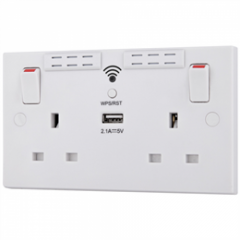 BG 900 Series 2 Gang Socket + USB and WIFI Extender