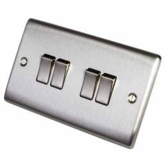 BG Nexus Brushed Steel 4 Gang Switch