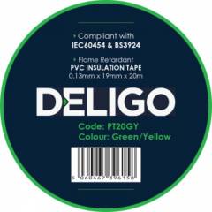 PVC Tape 19mm Green / Yellow 20 Meter Roll