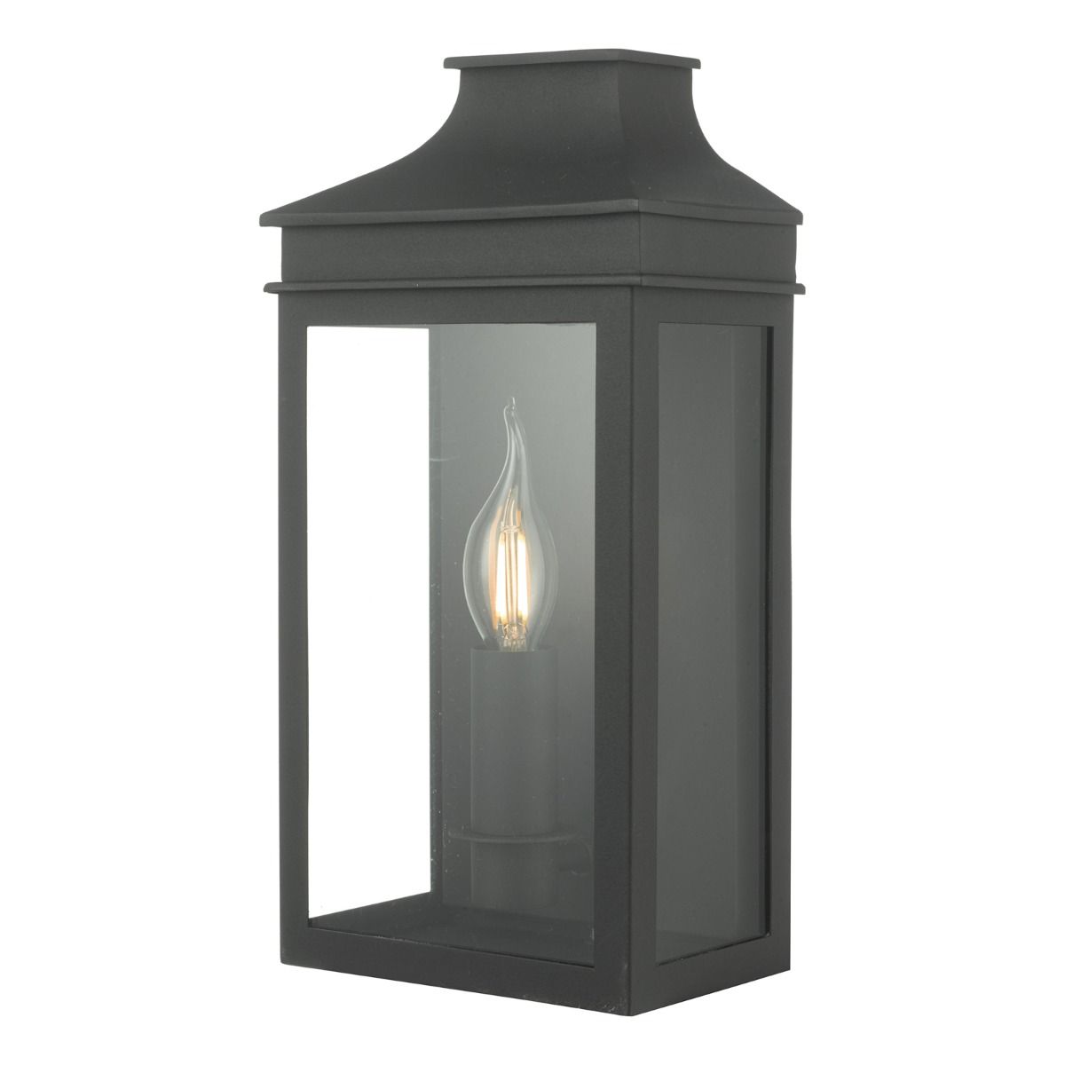 DAR Vapour Coach Lantern Outdoor Wall Light Matt Black