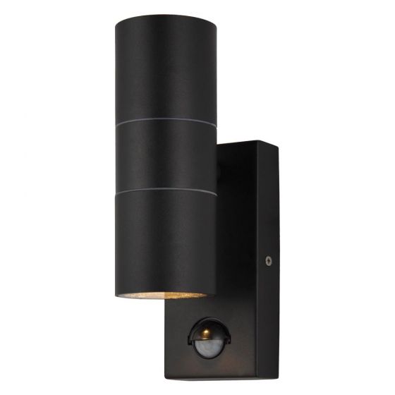 Forum Leto IP65 2lt GU10 Wall Light w OR PIR Black