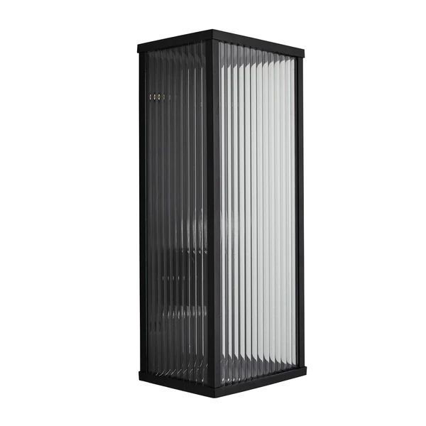 Forum Memphis E27 Box Frame Lantern with Ribbed Glass Black